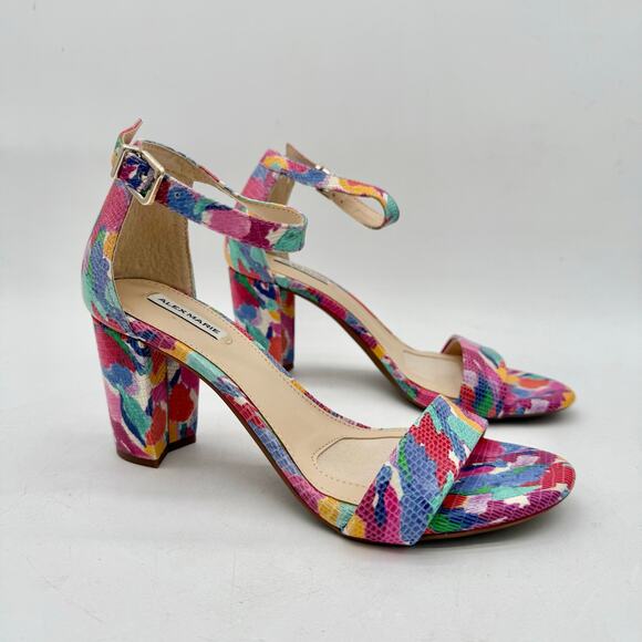 Alex Marie Halmar Ankle Strap Leather Block Heel Sandals Watercolor Pink 6.5 - Picture 1 of 8